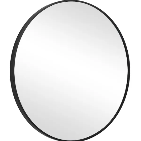 Framed Mirrors-Kirkland's Home Round Simple Frame Medium Wall Mirror Black