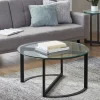 Coffee Tables-Kirkland's Home Round Tempered Glass Hourglass Base Coffee Table Black