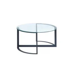 Coffee Tables-Kirkland's Home Round Tempered Glass Hourglass Base Coffee Table Black