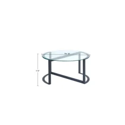 Coffee Tables-Kirkland's Home Round Tempered Glass Hourglass Base Coffee Table Black