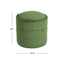 Benches & Ottomans-Kirkland's Home Round Velvet Storage Ottoman Green