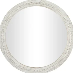 Decorative Mirrors-Kirkland's Home Round Whitewash Beaded Wall Mirror