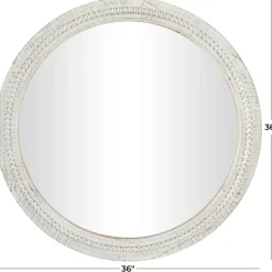 Decorative Mirrors-Kirkland's Home Round Whitewash Beaded Wall Mirror