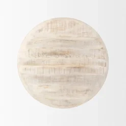 Coffee Tables-Kirkland's Home Round Whitewash Wood Modern Farmhouse Coffee Table White/Brown