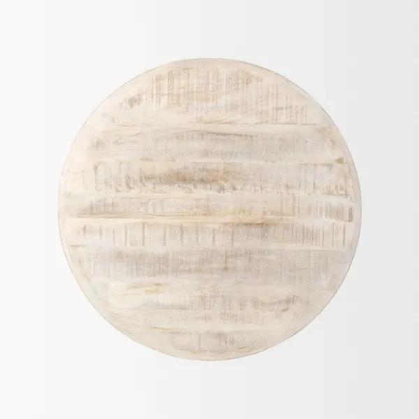 Coffee Tables-Kirkland's Home Round Whitewash Wood Modern Farmhouse Coffee Table White/Brown