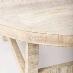 Coffee Tables-Kirkland's Home Round Whitewash Wood Modern Farmhouse Coffee Table White/Brown