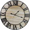 Clocks-Kirkland's Home Round Whitewashed Metal Frame Wall Clock