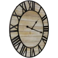 Clocks-Kirkland's Home Round Whitewashed Metal Frame Wall Clock