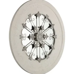 Decorative Mirrors-Kirkland's Home Round Whitewashed Vintage Wood And Metal Mirror