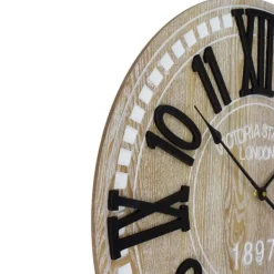 Clocks-Kirkland's Home Round Whitewashed Wood Wall Clock