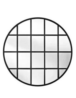 Decorative Mirrors-Kirkland's Home Round Windowpane Wall Mirror, 40 In.