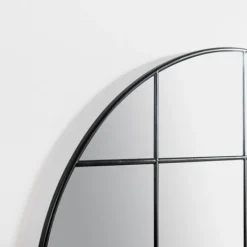 Decorative Mirrors-Kirkland's Home Round Windowpane Wall Mirror Black