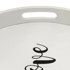 Decorative Trays-Kirkland's Home Round Wood Love Tray Gray
