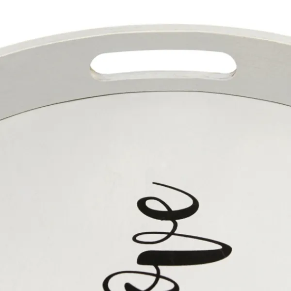 Decorative Trays-Kirkland's Home Round Wood Love Tray Gray
