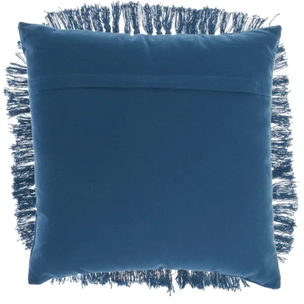Pillows-Kirkland's Home Royal Diamond Fringe Throw Pillow Blue