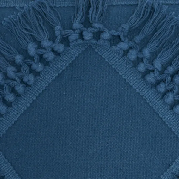 Pillows-Kirkland's Home Royal Diamond Fringe Throw Pillow Blue