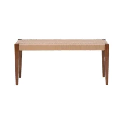 Benches & Ottomans-Kirkland's Home Rubberwood Handwoven Rope Bench Tan