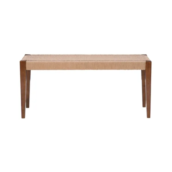 Benches & Ottomans-Kirkland's Home Rubberwood Handwoven Rope Bench Tan
