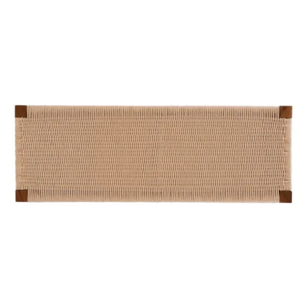 Benches & Ottomans-Kirkland's Home Rubberwood Handwoven Rope Bench Tan