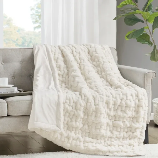 Blankets & Throws-Kirkland's Home Ruched Fur Throw Ivory
