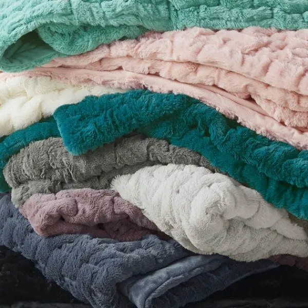 Blankets & Throws-Kirkland's Home Ruched Fur Throw Ivory