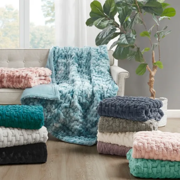 Blankets & Throws-Kirkland's Home Ruched Fur Throw Ivory