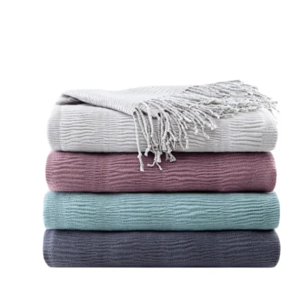Blankets & Throws-Kirkland's Home Ruched Throw Blanket With Fringe Gray