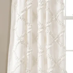 Curtains & Drapes-Kirkland's Home Ruffle Diamond Curtain Panel Set, 84 In. White