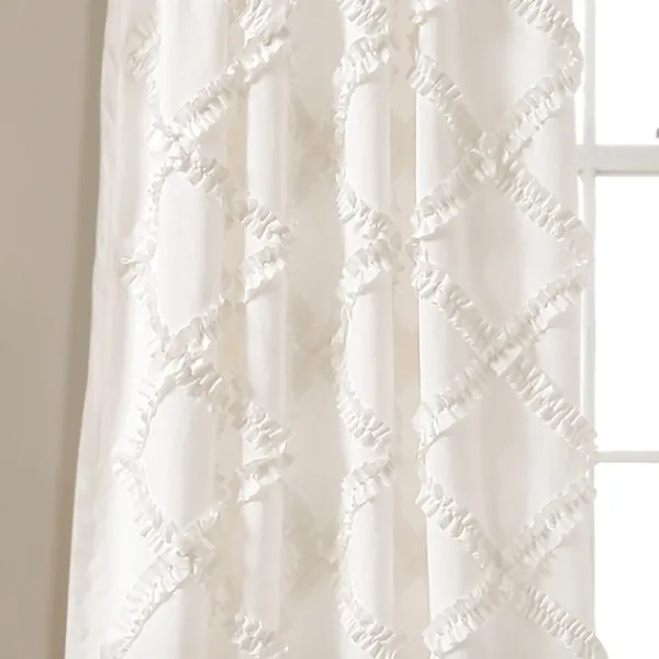 Curtains & Drapes-Kirkland's Home Ruffle Diamond Curtain Panel Set, 84 In. White