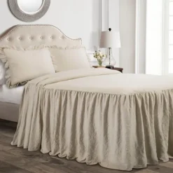 Comforters-Kirkland's Home Ruffle Skirt 3-Pc. Queen Comforter Set Tan