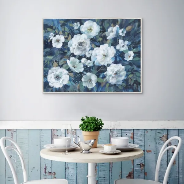 Framed Art-Kirkland's Home Rugosa Roses Floral Framed Wall Art Blue/White/Green