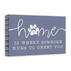 Wall Quotes & Signs-Kirkland's Home Runs To Greet You Canvas Art Print, 18X12 In. Blue/White