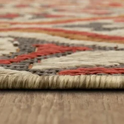 Outdoor Rugs-Kirkland's Home Rust Boho Ikat Indoor/Outdoor Area Rug, 5X7 Red