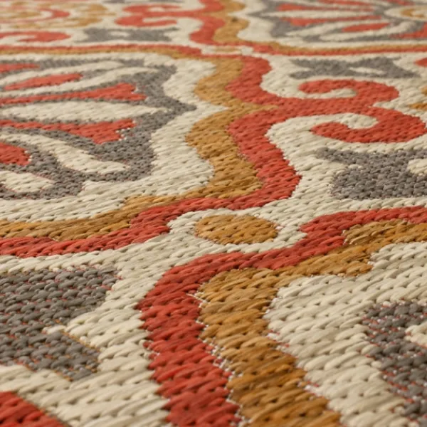 Outdoor Rugs-Kirkland's Home Rust Boho Ikat Indoor/Outdoor Area Rug, 5X7 Red