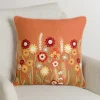 Pillows-Kirkland's Home Rust Embroidered Floral Throw Pillow Orange