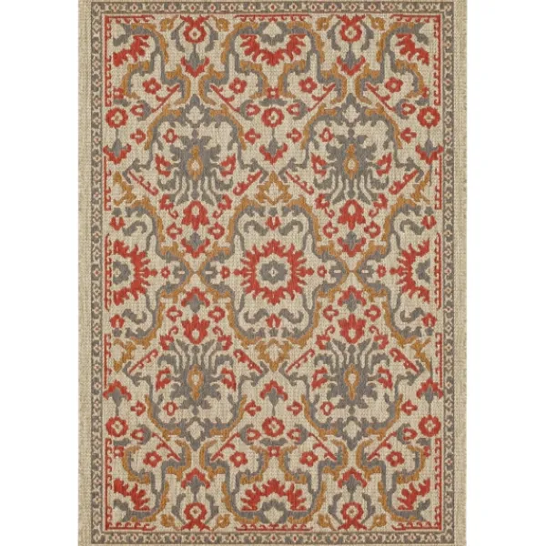 Outdoor Rugs-Kirkland's Home Rust Global Ikat Indoor/Outdoor Area Rug, 5X7 Red/Tan