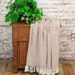 Blankets & Throws-Kirkland's Home Rust Hand Loomed Herringbone Throw Red