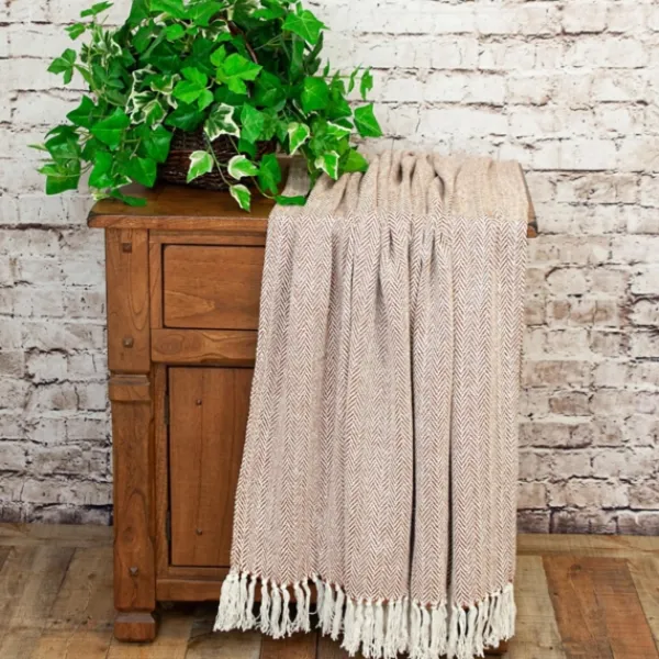 Blankets & Throws-Kirkland's Home Rust Hand Loomed Herringbone Throw Red
