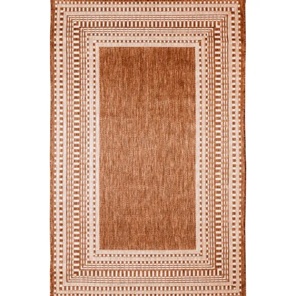 Outdoor Rugs-Kirkland's Home Rust Linear Macy Indoor/Outdoor Area Rug, 4X7 Orange
