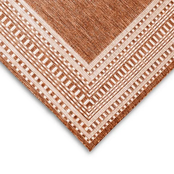 Outdoor Rugs-Kirkland's Home Rust Linear Macy Indoor/Outdoor Area Rug, 4X7 Orange
