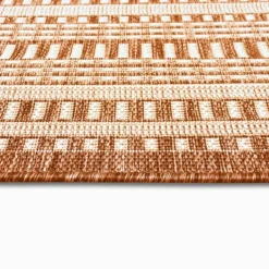 Outdoor Rugs-Kirkland's Home Rust Linear Macy Indoor/Outdoor Area Rug, 4X7 Orange