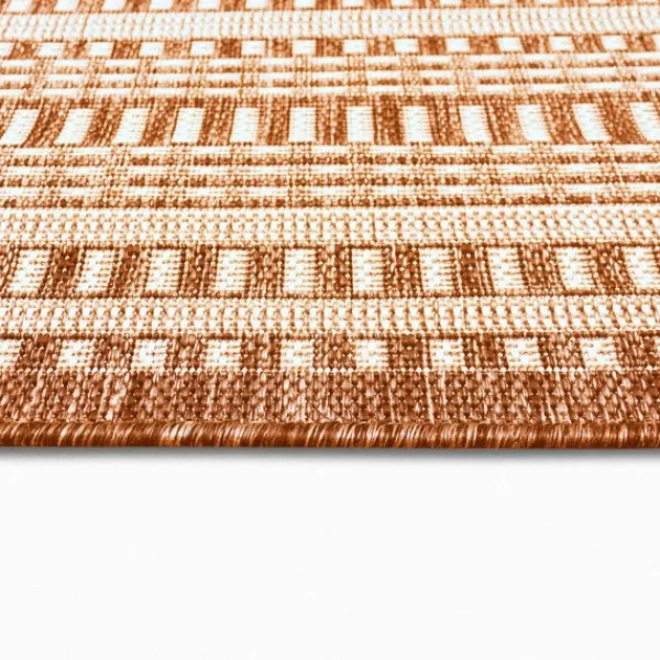 Outdoor Rugs-Kirkland's Home Rust Linear Macy Indoor/Outdoor Area Rug, 4X7 Orange