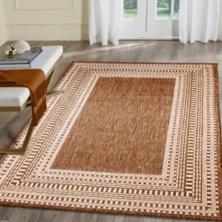 Outdoor Rugs-Kirkland's Home Rust Linear Macy Indoor/Outdoor Area Rug, 6X9 Orange
