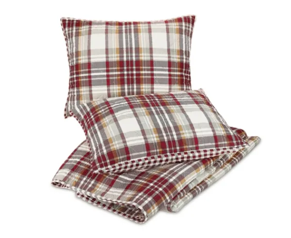 Quilts-Kirkland's Home Rust Plaid Camden Full/Queen 3-Pc. Quilt Set Red/Gray/Ivory
