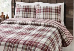 Quilts-Kirkland's Home Rust Plaid Camden King 3-Pc. Quilt Set Red/Gray/Ivory