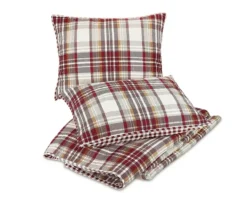 Quilts-Kirkland's Home Rust Plaid Camden King 3-Pc. Quilt Set Red/Gray/Ivory