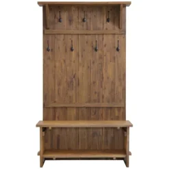 Entryway Furniture-Kirkland's Home Rustic Acacia Wood Hall Tree
