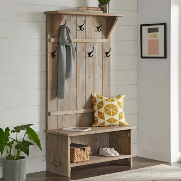 Entryway Furniture-Kirkland's Home Rustic Driftwood Hall Tree Brown