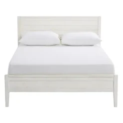 Beds & Headboards-Kirkland's Home Rustic Eggshell Wood Panel Full Bed Frame White