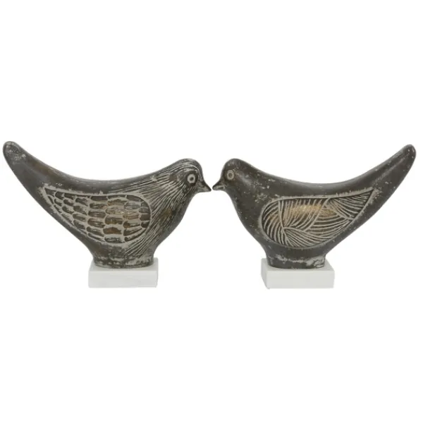 Statues & Figurines-Kirkland's Home Rustic Etched Birds 2-Pc. Figurine Set Gray/White